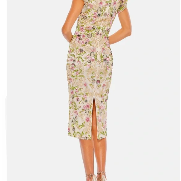 Mac Duggal Embellished Cap-Sleeve Dress - Floral, Worn one evening, Size 2 - Picture 3 of 3